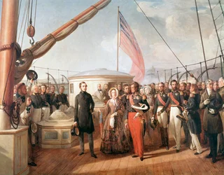 Interjú Viktória angol királynő és Louis-Philipp francia király között a Victoria and Albert jachton, Treport mellett, 1843. szeptember 2. (Részletfestés