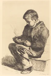 Fiú eszik levest