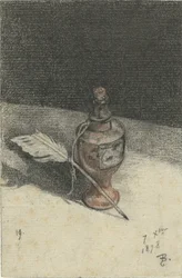 Tintatartó csendélet tollal