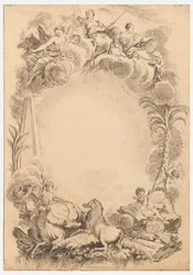 Tervezés egy escutcheon számára William Earl Cowper (kb. 1665-1723) tiszteletére