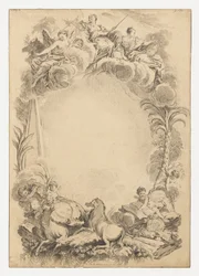 Tervezés egy escutcheon számára William Earl Cowper (kb. 1665-1723) tiszteletére