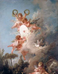 Az angyal, részlet A szerelem célpontja című műből. François Boucher festménye