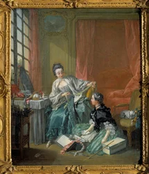 Francois Boucher (1703-1770) A divatkereskedő festménye. 1746. Stockholm. Nemzeti Múzeum