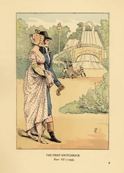 Divatos házaspár az Orosz-hegység hullámvasútján, a Les Montagnes Russes a Belleville-ben, 1812-ben épült. (Az első visszakapcsolás, VII. évf.