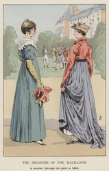 The Delights of the Malmaison, egy sétáló a parkban 1804-ben