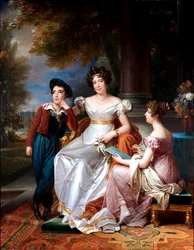 Francia: Portrait de la comtesse du Cayla avec ses enfants Ugoline et Ugolin sur la terrasse du château de Saint-Ouen Portrait of the comtesse du Cayla and her two children