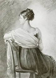 Récamier asszony portréja, fekete kréta, akvarell kiemelés, készítette François Gérard.