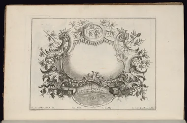 Cartouche borlevelekkel és szőlővel, Livre de Cartouches Reguliers (Szokásos Cartouches könyve)