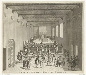 A holland bíróság ülése, 1700 körül Pleitrolle van den Hove van Holland (cím a tárgyon)