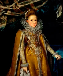 ""Ausztriai Mária Magdolna (1589-1631) Toszkána nagyhercegnőjének portréja" (Maria Maddalena osztrák főhercegnő (1587-1631), Toszkána nagyhercegnőjének portréja) Ifjabb Franz Pourbus (1569-1622) festménye, kb 1604 - Olaj, vászon Mérete 116x108