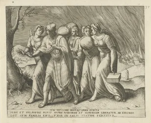 Lót elhagyja Szodomát A bosszú és az irgalom egybekötve (cím a tárgyon) Geschiedenis van Lot (sorozat címe)