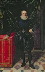 IV. Henrik (1553-1610) francia király portréja, fekete ruhában, 1610 körül (tábla)