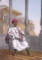 Földbirtokos, előkelő hindu, a „A hinduk, avagy modoruk, jelmezeik és szertartásaik leírása”, 1808-1812 körül (színes rézkarc)