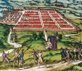 Cuzco, az inka civilizáció fő központja (a mai Peru) kép Braun és Hogenberg „Civitatis Orbis Terranum”-ból