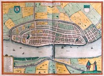 Kampen és az IJssel folyó vagy Yssel, Hollandia (metszet