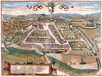 Kolding kikötője a Jütland-félszigeten, Dániában (metszet