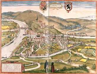 Kilátás Namurra (Namurum), Belgium (rézkarc