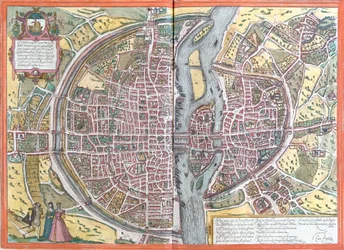 Kilátás Párizsra (Lutetia), Franciaország (rézkarc