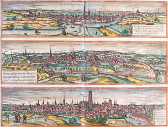 Bois le Duc (Buscumducis), Hollandiában, Leuven (Lovanium) és Mechlineen (Mechlineen) Belgiumban (rézkarc).