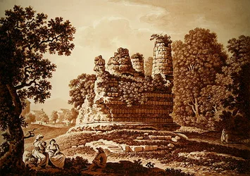 Horatii és Curiatii sírja (akvarell papíron)
