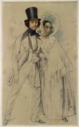Paul és Amalie Taglioni házaspár (Tanulmány az „Az első gyalogos gárdaezred díszszemléje” című festményhez, 1839)