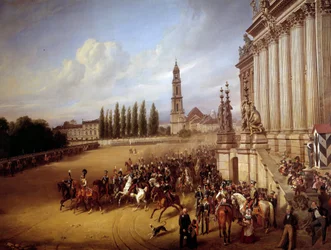 Felvonulás a Postdamban. Franz Kruger (1797-1857) festménye ec all.