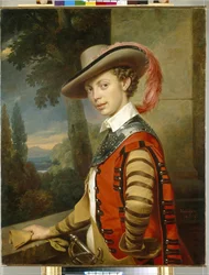 Nicolas Saltykov álruhát viselő herceg portréja. (Nikolaj Saltykov herceg díszruhás portréja). Franz Kruger (1797-1857) festménye, olaj, vászon