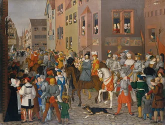 Habsburg Rudolf király bevonulása Bázelbe 1273-ban