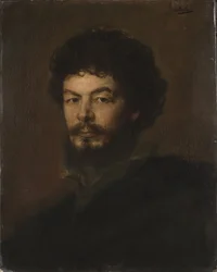 Lorenz Gedon (1844-1883) építész és szobrász portréja, Lenbach, Franz von (1836-1904). Olaj, karton. Mérete: 59x47 cm. Nemzeti Múzeum Stockholm