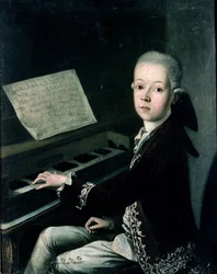 Carl Graf Firmian portréja a zongoránál, korábban Wolfgang Amadeus Mozartnak (1756-91) tartották