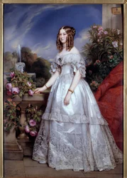 Nemours hercegnő portréja Szász-Coburg-Gotha győzelmének portréja (1822-1857), Nemours herceg felesége. M. P. Julien Laurent (1805-1860) festménye Franz Xavier Winterhalter nyomán. 1846. Párizs, Dekoratív Művészetek – Du egészalakos portréja