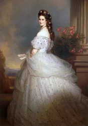 Erzsébet osztrák császárné gyémántcsillagokkal a hajában - Erzsébet osztrák császárné gyémántcsillagokkal a hajában, Winterhalter, Franz Xavier (1805-1873). olajfestmény
