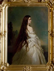 Wittelsbach Erzsébet (1837-1898) (Sissi), Ausztria császárnéja (1854-1898) és Magyarország királynéja (1867-1898) portréja. Franz Xaver Winterhalter (1806-1873) festménye