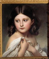 Egy Charlotte hercegnő nevű lány portréja. Xaver Winterhalter (1806-1873) festménye 1850 Magángyűjtemény - Egy fiatal lány, Charlotte hercegnő portréja. Xaver Winterhalter (1806-1873) festménye