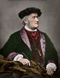 Richard Wagner (1813-1883) német zeneszerző portréja. 1871. Digitális színezés.