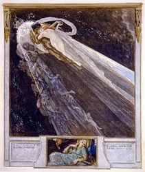 Illusztráció Dante Isteni színjátékából, Inferno, 1921. V. 77. ének (wc papíron)