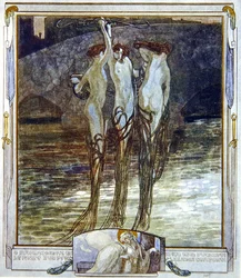 Illusztráció Dantès Isteni komédiájából, Paradicsom, XVI. ének, 1921 (wc, papír)
