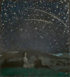 Les etoiles filantes (Franz és Mary von Stuck) – Shooting Stars (Franz és Mary Stuck), Stuck, Franz, Ritter von (1863-1928). Olaj, fa