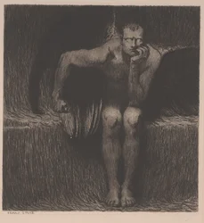 Lucifer, 1890 körül (rézkarc)