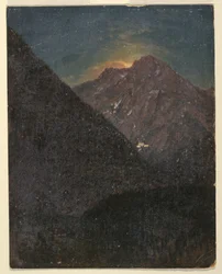 Rajz, Apline tájkép (Bajorország vagy Svájc), 1868