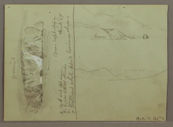 Rajz, Csupasz domb, Akropolisz, Korinthosz, Görögország, 1869. április
