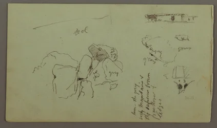 Rajz, sziklák, ház, 1868. április