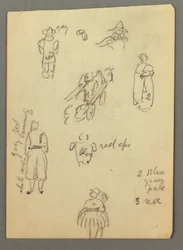 Rajz, szekér, figuratanulmányok, valószínűleg 1868