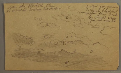 Rajz, Felhős égbolt, telihold, valószínűleg 1865-66