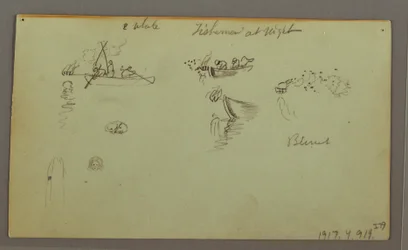 Rajz, figurális tanulmányok, csomag szamár, vitorlás, talán 1868