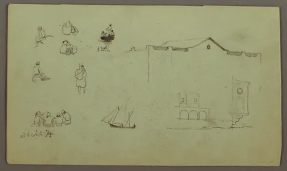 Rajz, Figuratanulmányok, Vitorlás, Építészeti tanulmányok, valószínűleg 1868
