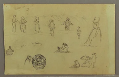 Rajz, Figuratanulmányok a szörfösöknél, valószínűleg 1857-58