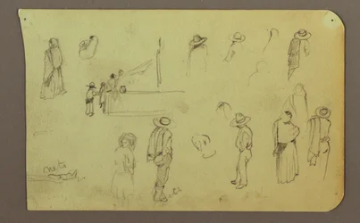 Rajz, alakok, hátoldal: alak, táj, 1883