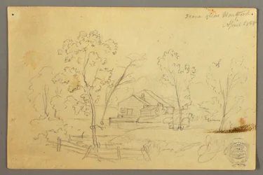 Rajz, Ház az erdőben egy patak mellett, 1845. április