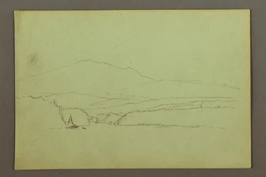 Rajz, tó, dombvidék, valószínűleg 1856
